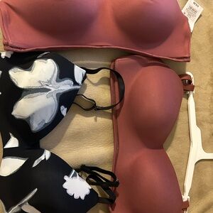 Auden Pink and Black Floral Bras Set